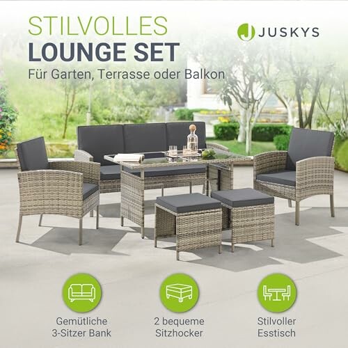 Juskys Polyrattan Gartenmöbel Sitzgruppe Turin
